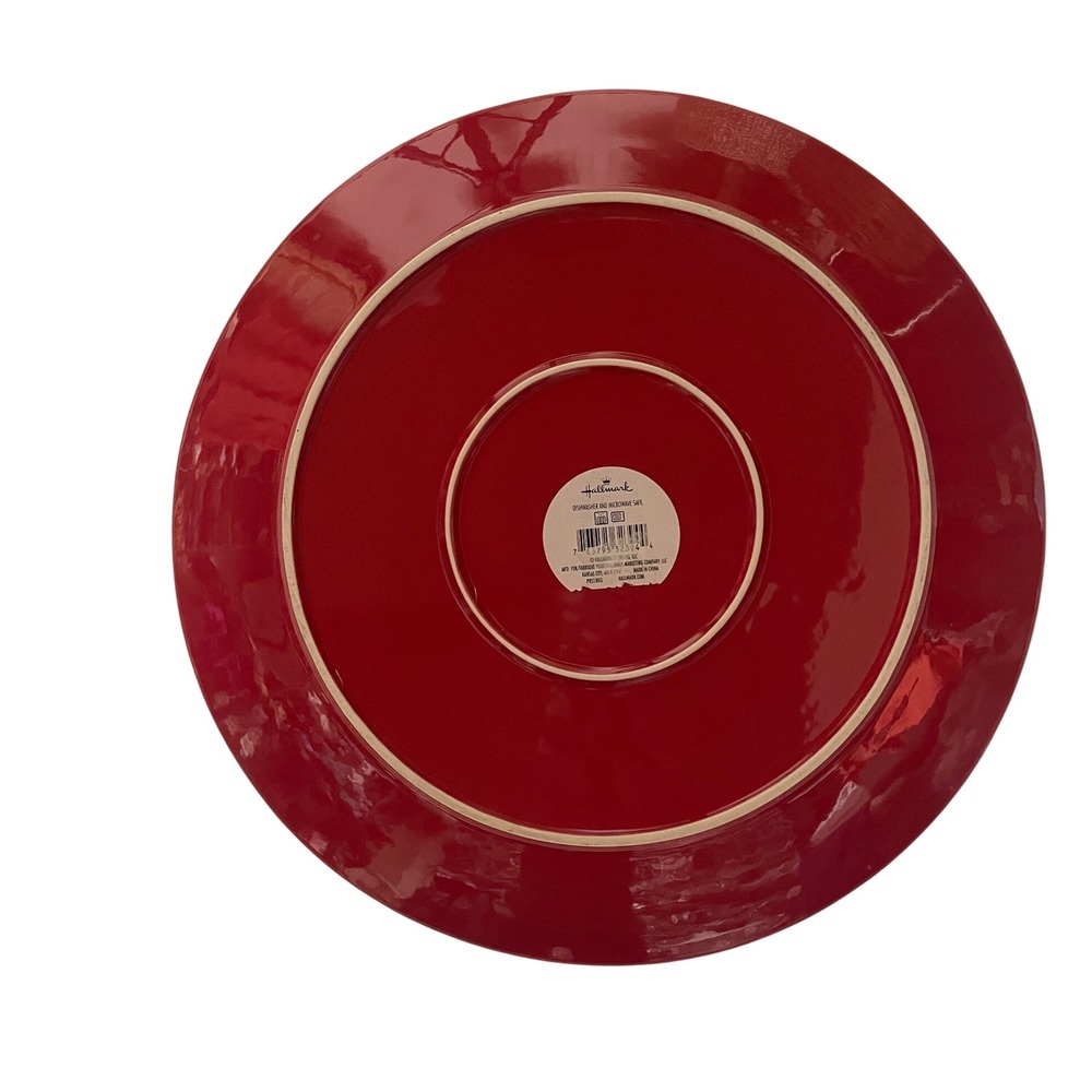 Hallmark Live Merry Snowflake Round Red White Christmas‎ Platter - Picture 2 of 6